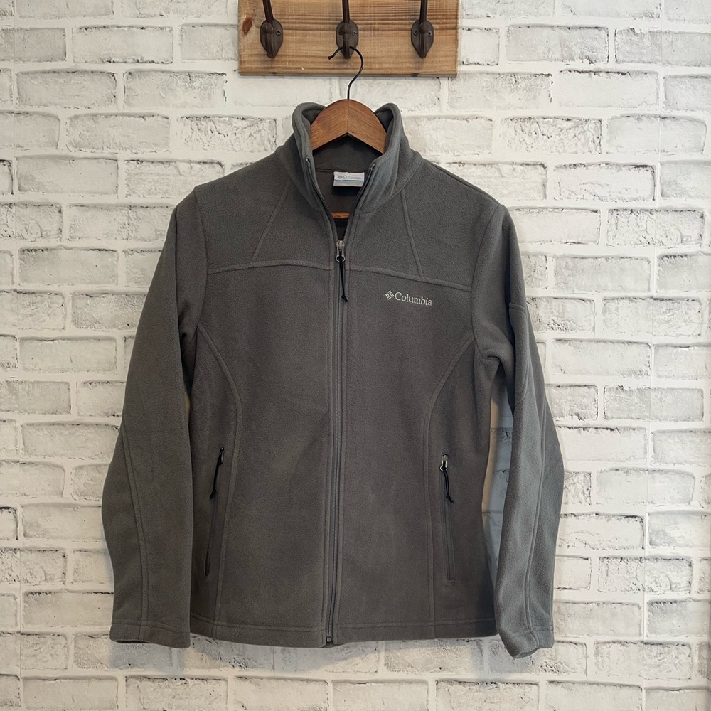 Columbia Grey Fleece Zip Up Jacket Size SMALL  #B127